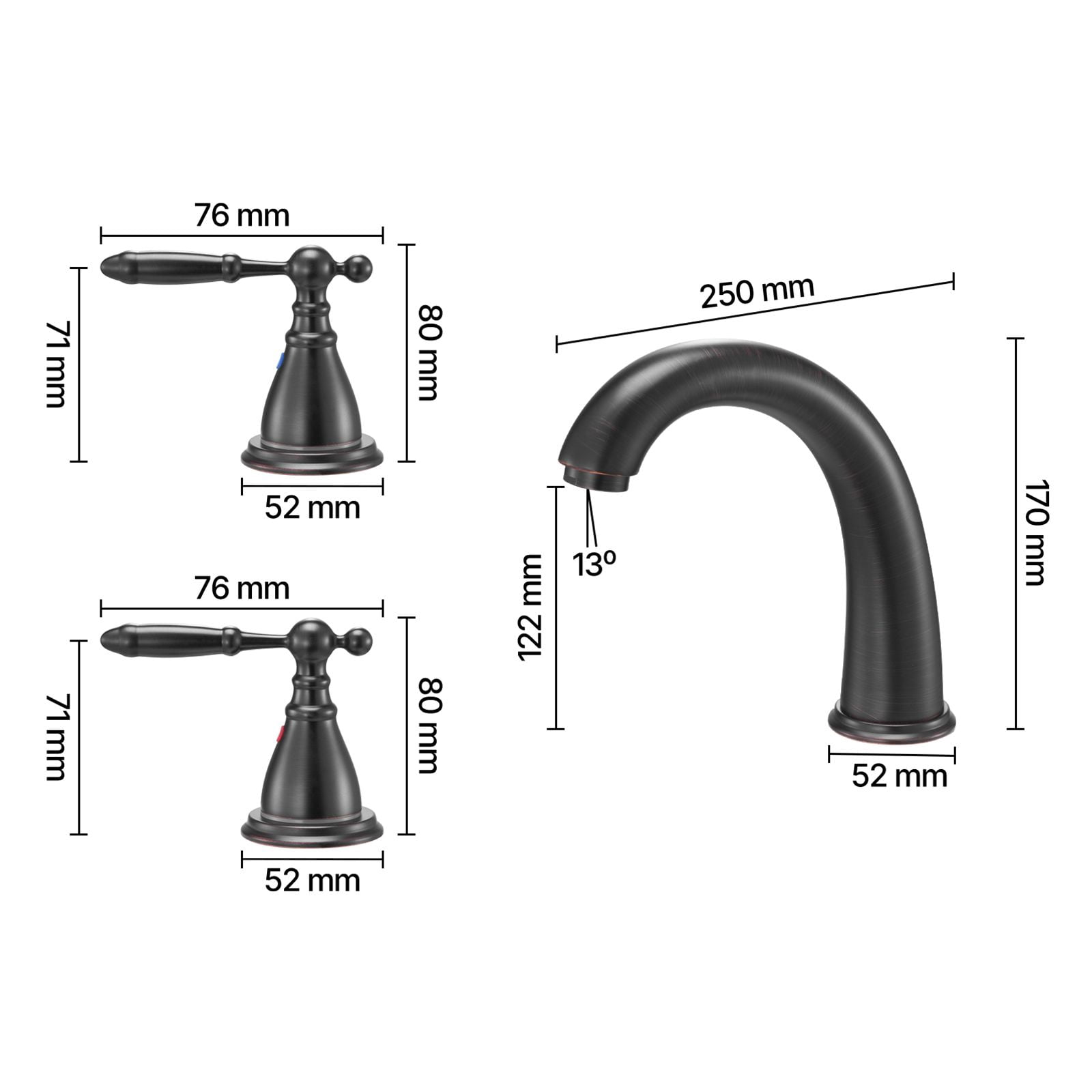 Roman Bathtub Faucet 4.36 GPM High-Flow 3-Hole Deck Mount Stainless Steel Dual Handles for Bathroom Bathtub