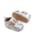 thumbnail image 4 of CAICJ98 Baby Girls Mary Jane Flats Bunny Single Shoes Princess Wedding Dress Ballet Shoes Non-Slip Toddler First Walking Shoes Crib Shoes Silver,0-6 Months, 4 of 6