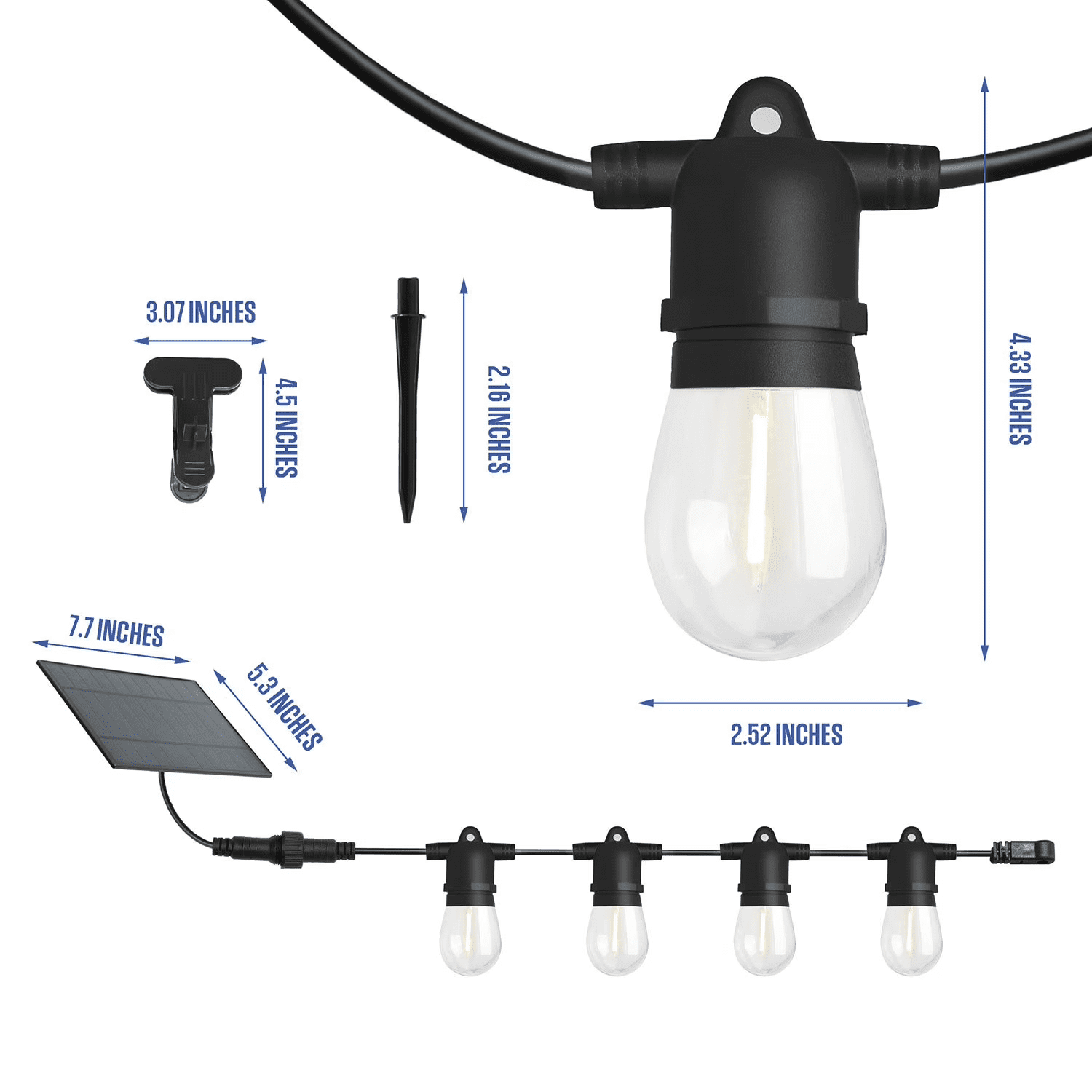 Westinghouse 36' Solar Outdoor String Lights, Waterproof Patio Lights,15 Bulbs with Remote Control for Patio Yard Garden Decor