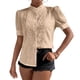 thumbnail image 2 of Camisas de Corta para Mujer, Blusas Abotonadas, Blusas Informales Texturizadas de Verano. Caqui XL, 2 of 8