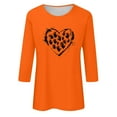 thumbnail image 4 of Dadaria T-Shirt Femme Orange Manches 3/4 Col Rond Grande Taille Été Chandail Blouses S, 4 of 5