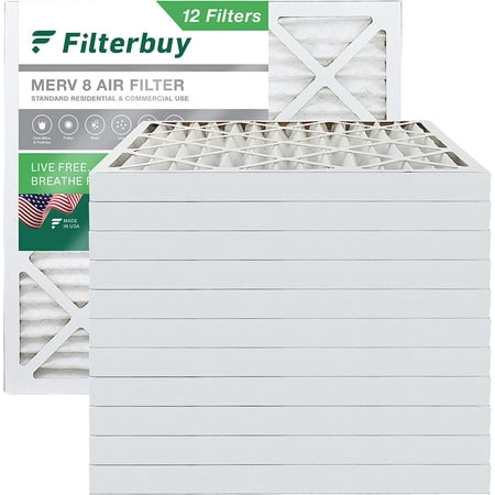 

Filterbuy 13.25x13.25x2 MERV 8 Pleated HVAC AC Furnace Air Filters (12-Pack)