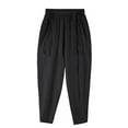 thumbnail image 7 of Men's Linen Pants Lightweight Drawstring Elastic Waist Pockets Loose Fit Straight Legs Beach Yoga Summer, 7 of 7