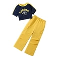 thumbnail image 1 of XDZJLR Ensemble 2 Pcs pour Fille, Sweat à Manches Courtes et Pantalon Cargo Jaune 10-11 Ans, 1 of 3