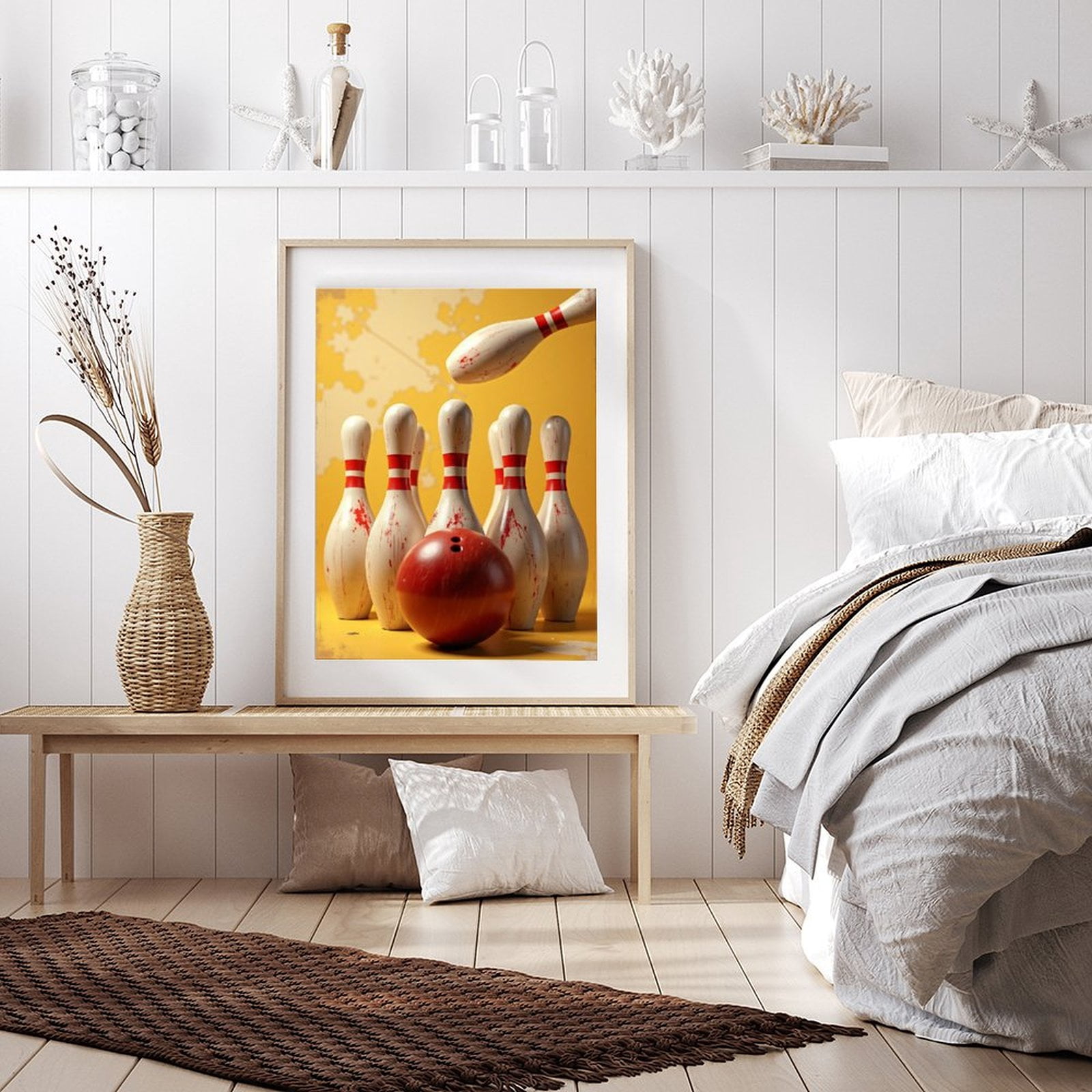 Diamond Art Kits for Adults - Classic Bowling Print No.19 5D Frameless Dimond Painting Kit for Adults Beginner, Round Diamond Kits for Home Wall Decor, Gift for Women