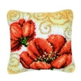 thumbnail image 1 of Rongfmy Housse de Coussin avec Crochet Latch 17x17 Pouces Deux Fleurs Rouges, 1 of 8