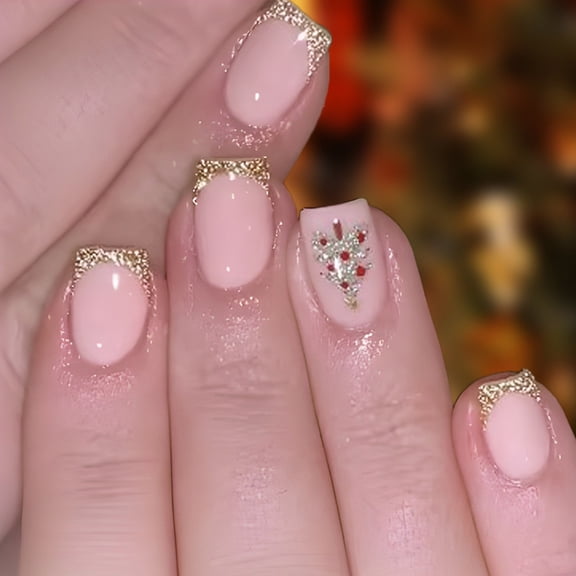 Christmas Fake Nails Square Acrylic Nails Full Covers False Nails on Nails Gloss Artificial Nails
