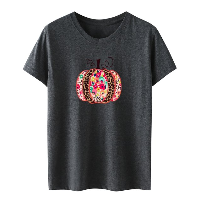 Blusa suelta de manga corta con cuello redondo y estampado a la moda para mujer Pompotops hkajfhjk457261