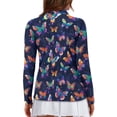 thumbnail image 2 of Uorisanigo Colorful Butterflies Womens Long Sleeve Golf Shirt Fashion Casual Quick Dry Athletic Polo Shirts Relaxed Quarter Zip Tennis Tops for Women Size XL, 2 of 7