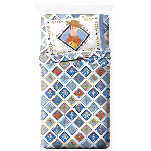 Jay Franco Kids Sheet Set with Fitted, Flat Sheets & Pillow Cover - Ultra-Soft Bedding with Pillowcase for Room Decor, Multi - Toy Story, 3 Piece Twin