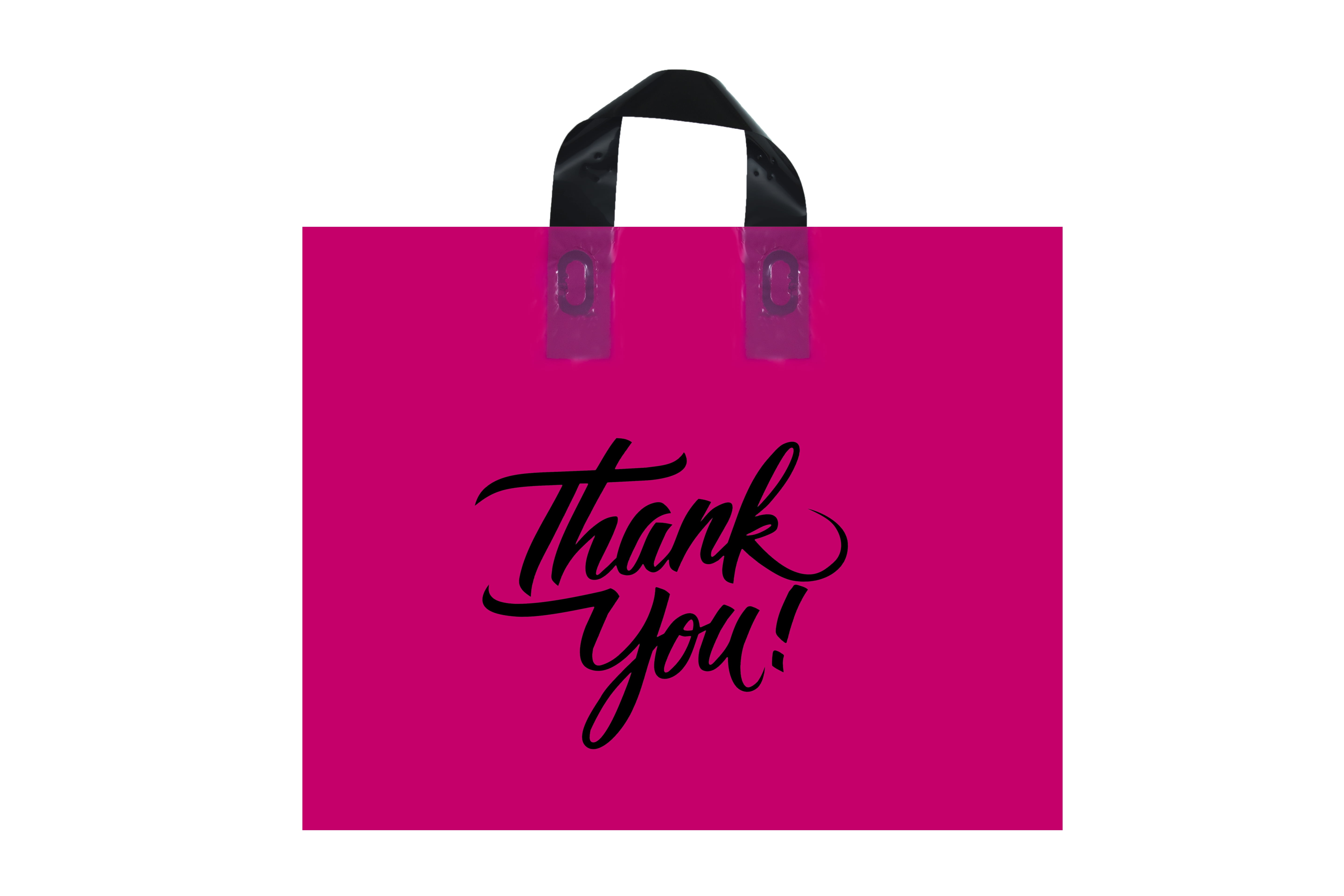 16x12.5 Thank You Plastic Bags With Loop Handles - Pack of