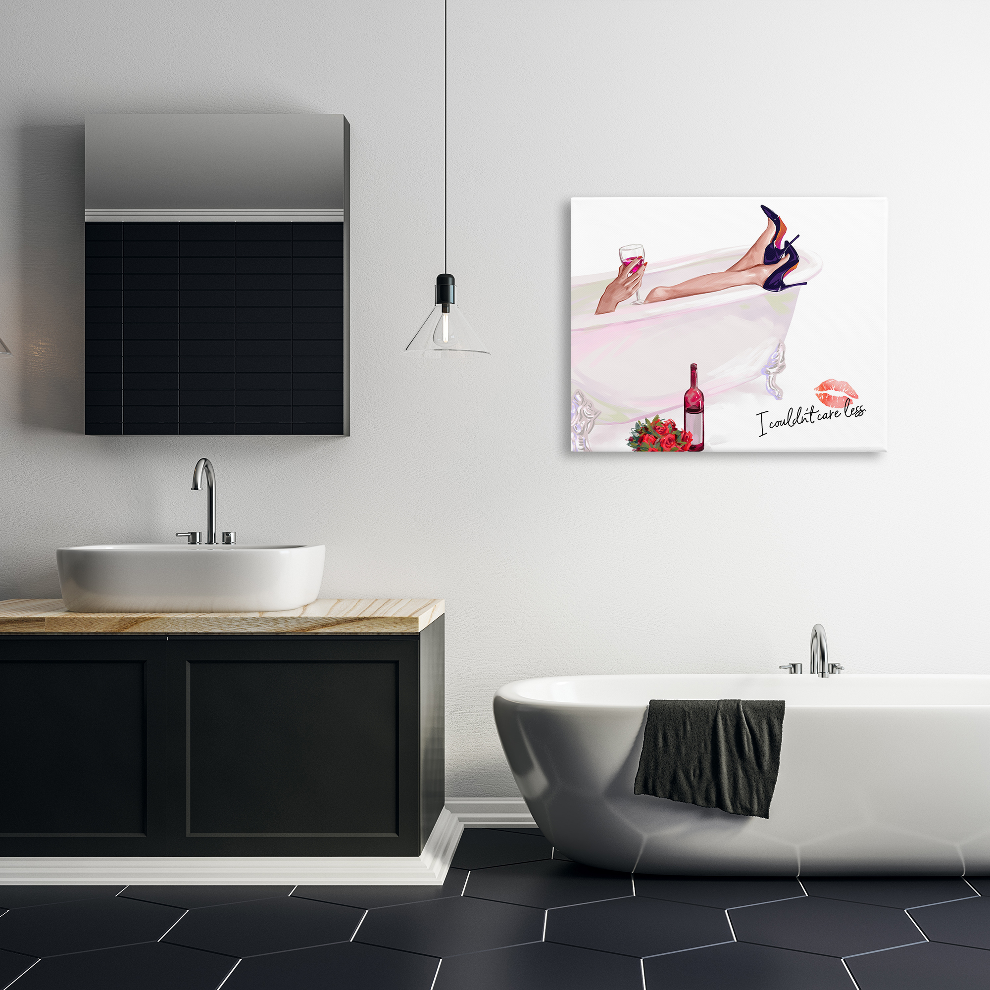 Couldn't Care Less Tub Canvas Wall Art, design by Ziwei Li