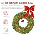 thumbnail image 3 of Best Choice Products 60in Artificial Pre-Lit Fir Christmas Wreath Decor w/ Red Bow, 375 LED Lights, 930 Tips, Plug-In, 3 of 7