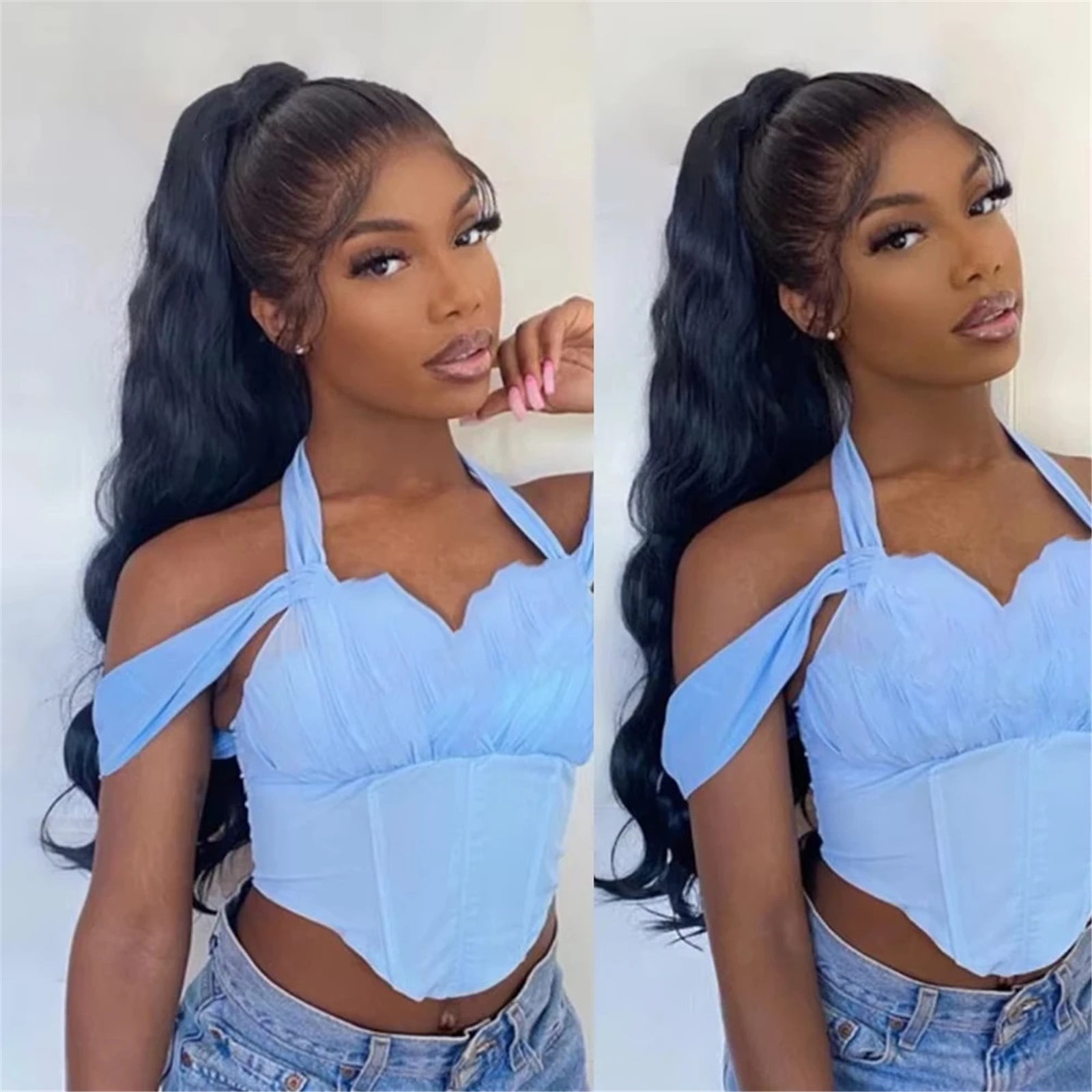 Body Wave Human Hair Ponytail Extensions for Women Clip in Drawstring Ponytail Hair Extensions