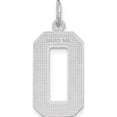 thumbnail image 4 of 14K White Gold 14Kw Large Brushed Diamond-Cut Number 0 Charm (20.38 X 10.94) Made In United States wln00, 4 of 5