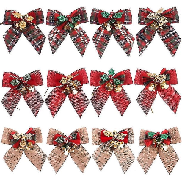 Feelava Lazos De Navidad, Lazos De Cinta De Arpillera Compatibles con Árbol De Navidad, Conjunto De Lazos Vintage Compatible con Regalos De Navidad Envoltura De Decoración Artesana