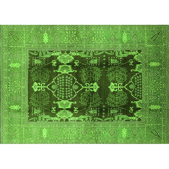 Ahgly Company Indoor Rectangle Oriental Green Industrial Area Rugs, 2' x 3'