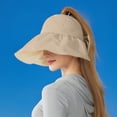 thumbnail image 4 of HONHUZH Summer Hats Womens Wide Brim Sun Hat Foldable Ponytail Hole Summer Beach Travel Cap, 4 of 6