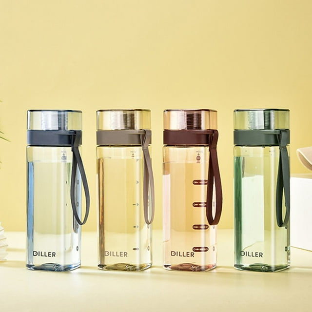 Bouteille de Sport Texture Mate Niveau 5 Résistance aux Casses Forme Carrée Bouteille d'Été pour Étudiant Bureau