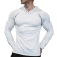 thumbnail image 2 of Men's Half Zip Slim Hooded Top, Contrast Decorative Strips, Raglan Sleeve Cutting, Fit Long Sleeve Sports Shirt for Fitness and Outdoor Activities White M, 2 of 5