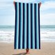 thumbnail image 5 of Toalla de playa: rectangular, fibra fina, absorbente de agua, portátil, para todas las estaciones, tamaño universal, lo suficientemente grande, rayas azules oscuras, 5 of 8