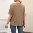 thumbnail image 4 of Summer Fashion Tops for Womens 2025 Plus Size Solid Color V-Neck Pocket Button Loose Short Sleeve Shirts Top Blouse, 4 of 7