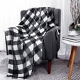 thumbnail image 3 of PiccoCasa Decorative Throw Blanket Plaid Blanket for Sofa, 50"x60", Black and White, 3 of 6