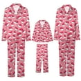 thumbnail image 6 of mgoYE Family Christmas Pajamas Couple Matching Pajamas Sets Silk Long Sleeve Button Sleepwear Satin Pjs Shorts Set Soft Lounge Set(Pink,L), 6 of 9