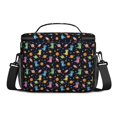 thumbnail image 3 of Dinosaur and Planet Black Pattern Insulated Lunch Box for Women Men, Medium Leakproof Cooler Bag with Adjustable Strap, 10"x6.7"x8", 3 of 6