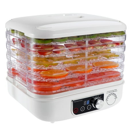 HOMEMAXS Food Dehydrator Machine Fruit Vegetable Dehydrater Five Removable Stackable Food Trays with (Best Way To Store Dehydrated Food)