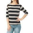 thumbnail image 3 of Dde San Patricio Camisecon mangas de codo pamujer Camisebásiinformal con cuello de barco y corte ajustado Negro gris L, 3 of 6