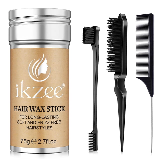 IKZEE Juego de cepillos de cera para el cabello, barra de cera para peinar el cabello, cepillo de cerdas para cabello suelto, cepillo para peinar el cabello