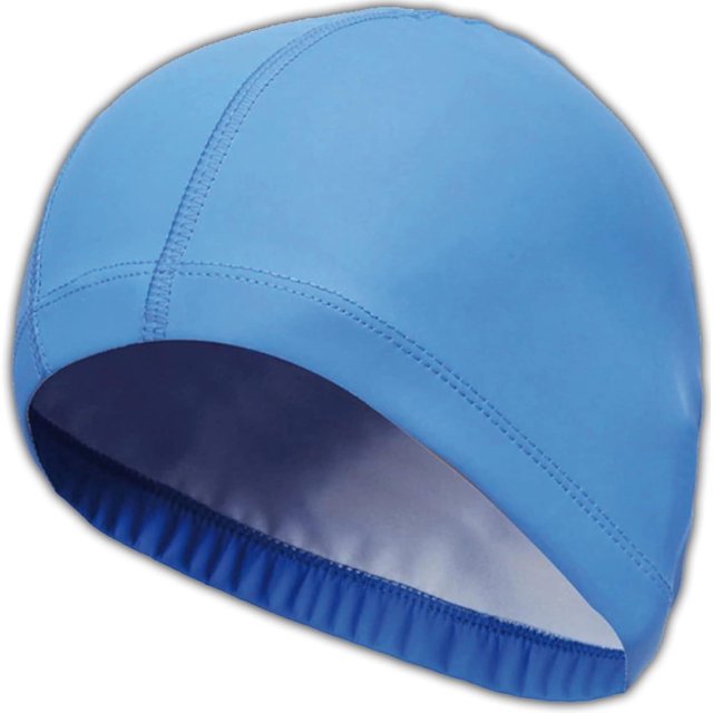 Gorro de natación para piscina - Mixto para hombre y mujer - Tejido de PU suave y cómodo - Fácil de poner - Azul