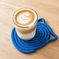 thumbnail image 4 of 4-Pack Cute Cat-Shaped Cotton Rope Woven Coasters with Holder, Blue Absorbent Drink Mats, Non-Slip Table Protector Set for Coffee, Tea & Kitchen Decor, 4 of 6