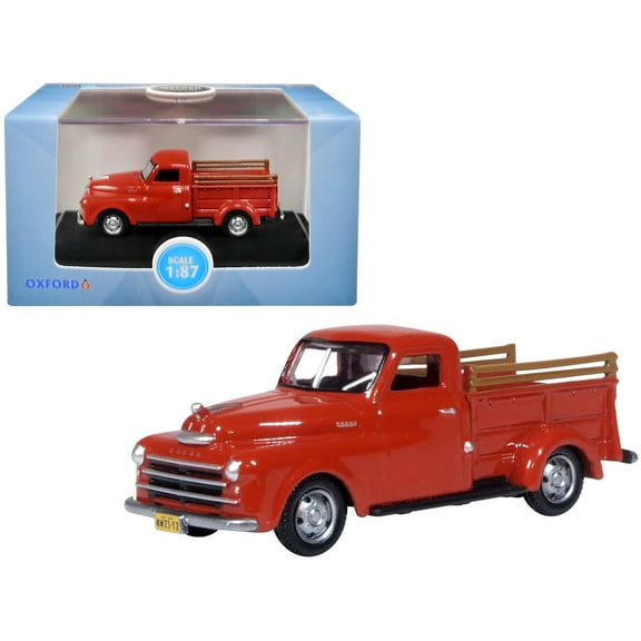 1948 Dodge B-1B Pickup Truck Red 1/87 (HO) Scale Diecast Model Car by Oxford Diecast