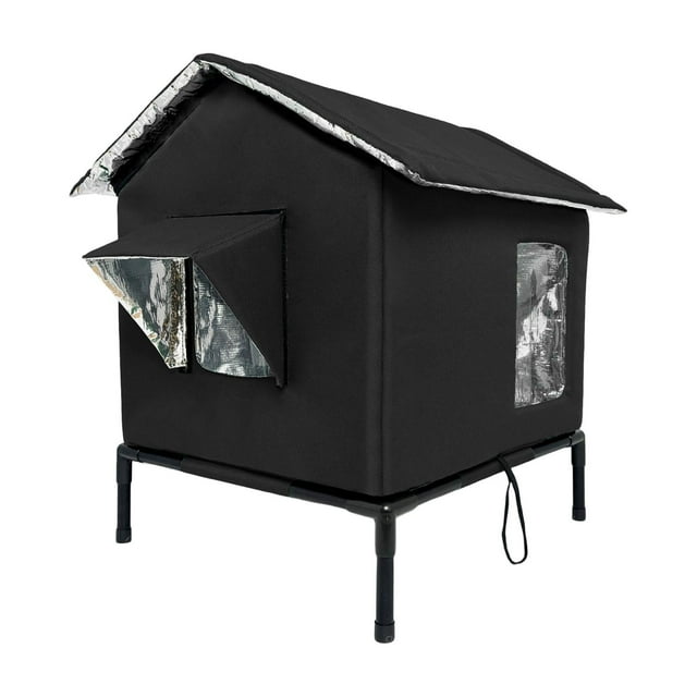Casa para gatos al aire libre Tienda para gatos Protección impermeable Refugio para gatitos negro
