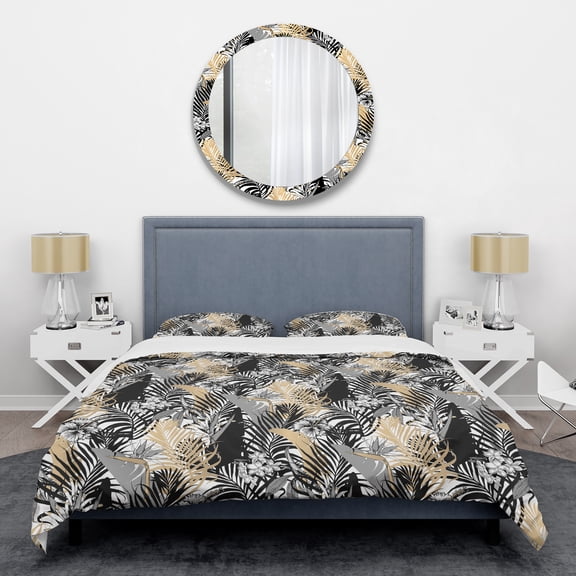 Designart 'Golden Foliage II' Mid-Century Modern Duvet Cover Set