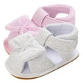thumbnail image 2 of dmqupv Shoe for Baby Girl New Pattern Cute Bow Decoration Hook Loop Breathable Sandals 18 Month Girl Shoes Hard Sole Shoes White 1, 2 of 5