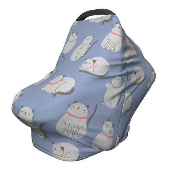 Fotbe Cute Fat Cat Pattern Car Seat Covers for Babies, Nursing Breastfeeding Cover Infant Carseat Canopy, Soft Stretchy Carrier Cover