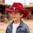 thumbnail image 2 of NOLDARES Toddler Boys Cowboy Hat, Western Hat for Kids, Leather Hatband Baby Cowgirl Hat for Girls(Red,3-8 Y), 2 of 5