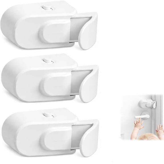Cerraduras Seguridad para Puertas A Prueba Niños Fáciles Instalar Dormitorios Portátiles Sin Taladro de Bebés Pequeños y Mascotas (3 Unidades)
