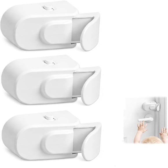 Cerraduras Seguridad para Puertas A Prueba Niños Fáciles Instalar Dormitorios Portátiles Sin Taladro de Bebés Pequeños y Mascotas (3 Unidades)