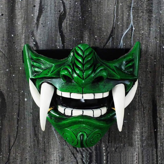 Juguetes para niños Japanese Hannya Mask De-mon Oni Sam-urai NOH Kabuki Prajna Devil Half Face Mask Cosplay Compre 2 llévese 1 gratis