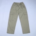 thumbnail image 5 of NIEWTR Girls High Waisted Baggy Cargo Pants Y2K Style Wide Leg with Side Cargo Pockets and Drawstring Waist Spring Trousers（A01-Coffee,9-10 Years), 5 of 9