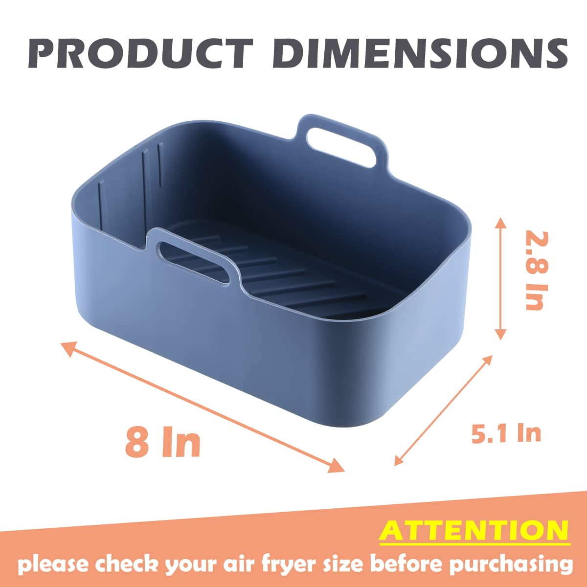 10QT Air Fryer Silicone Liners, MMH 2Pcs Rectangular Airfryer Silicone Pot  Baking Tray Reusable Replacement Basket Insert for Ninja DZ401, DZ550,  Non-stick, Food Safe, Gray 
