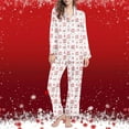 thumbnail image 4 of Lorytime Christmas Pajamas Set for Women Santa Claus Long Sleeved Collared Tops Elastic Waist Pants Casual Sleepwear, 4 of 7