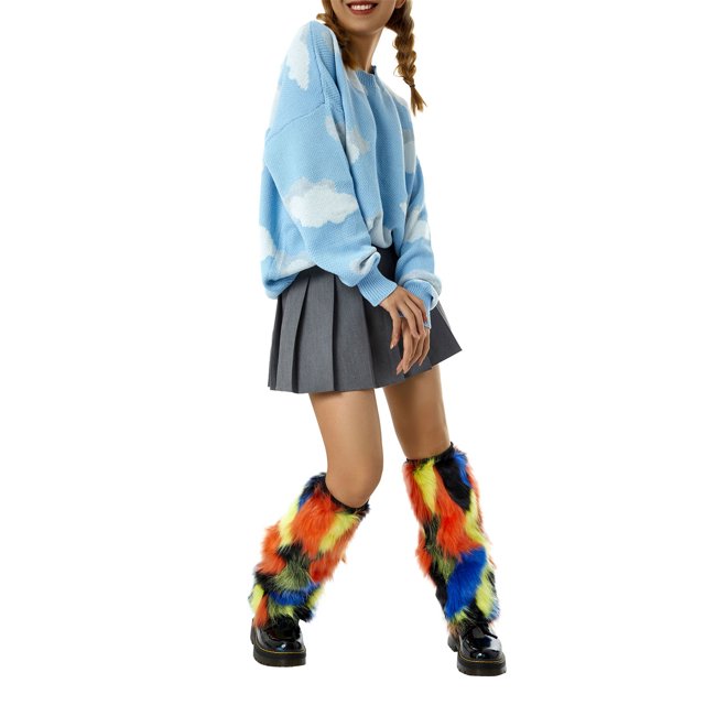 Faithtur Women's Anti-Slip Leg Warmers, Solid Color/Multi-Color Thicken Socks, Windproof Legs Protector
