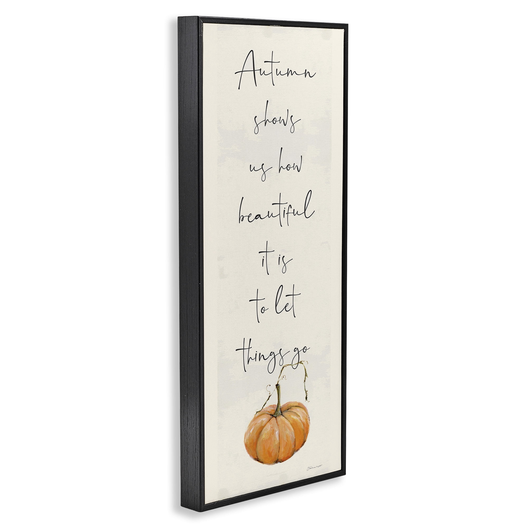 Stupell Industries Autumn Beauty Inspirational Phrase Holiday Painting Black Framed Art Print Wall Art, 13 x 30
