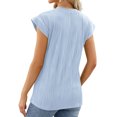 thumbnail image 2 of Hanerdun Women Casual Tee Tops Female Short Sleeve Blouses Solid Shirts Blue M, 2 of 5