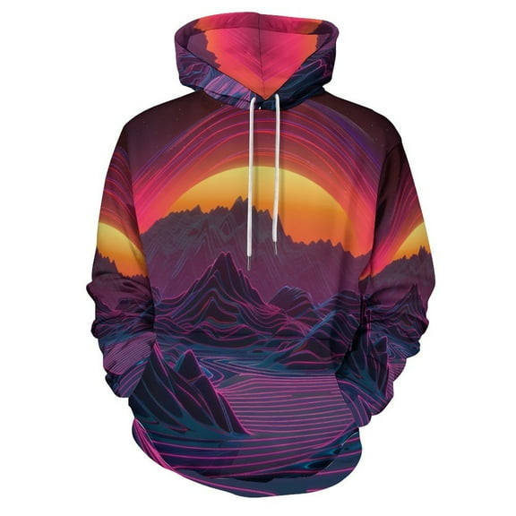 POBUDS Hoodie, Regular Fit Sporty Pullover Hooded Sweatshirt for Men Women Neon Valley Cyber Future S
